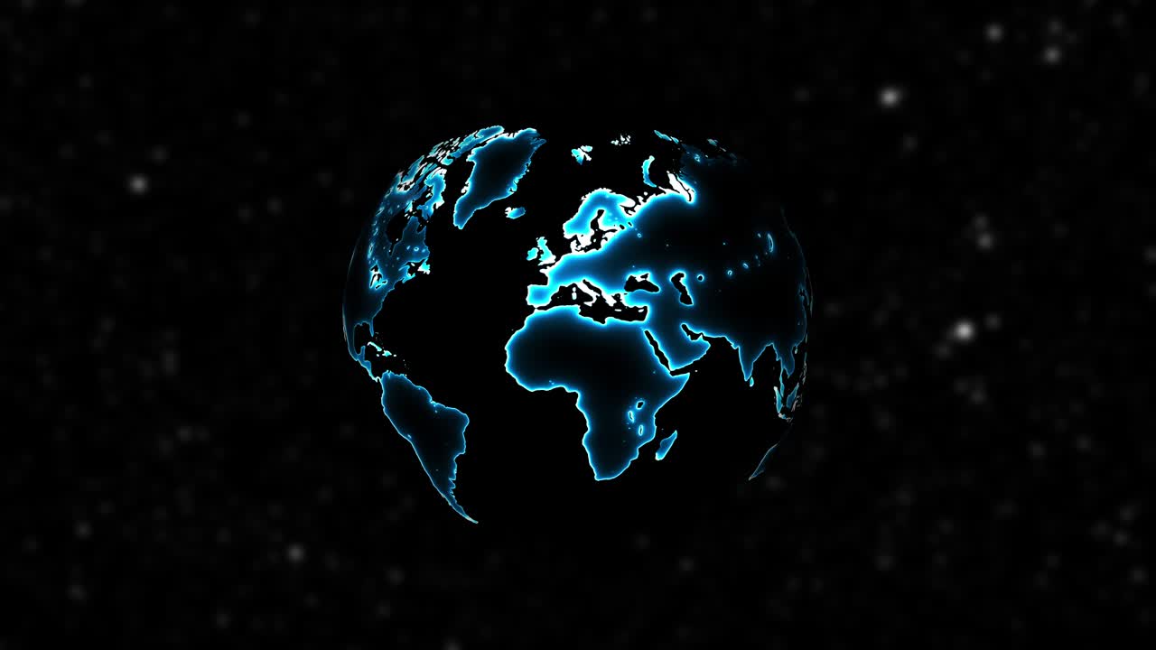 planeta tierra con continentes de neón