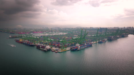 aerial view of a busy container port