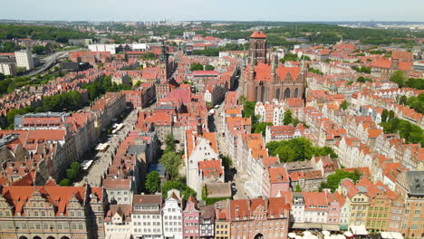 gdansk old town with notable landmarks of gdansk town hall, long market and st