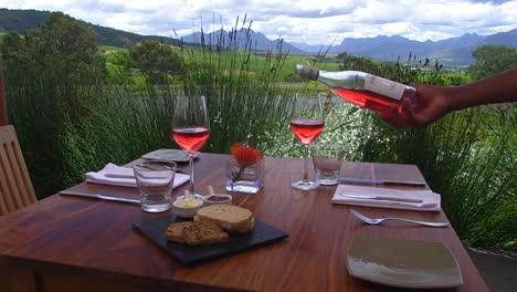 lunch table at restaurant on wine farm