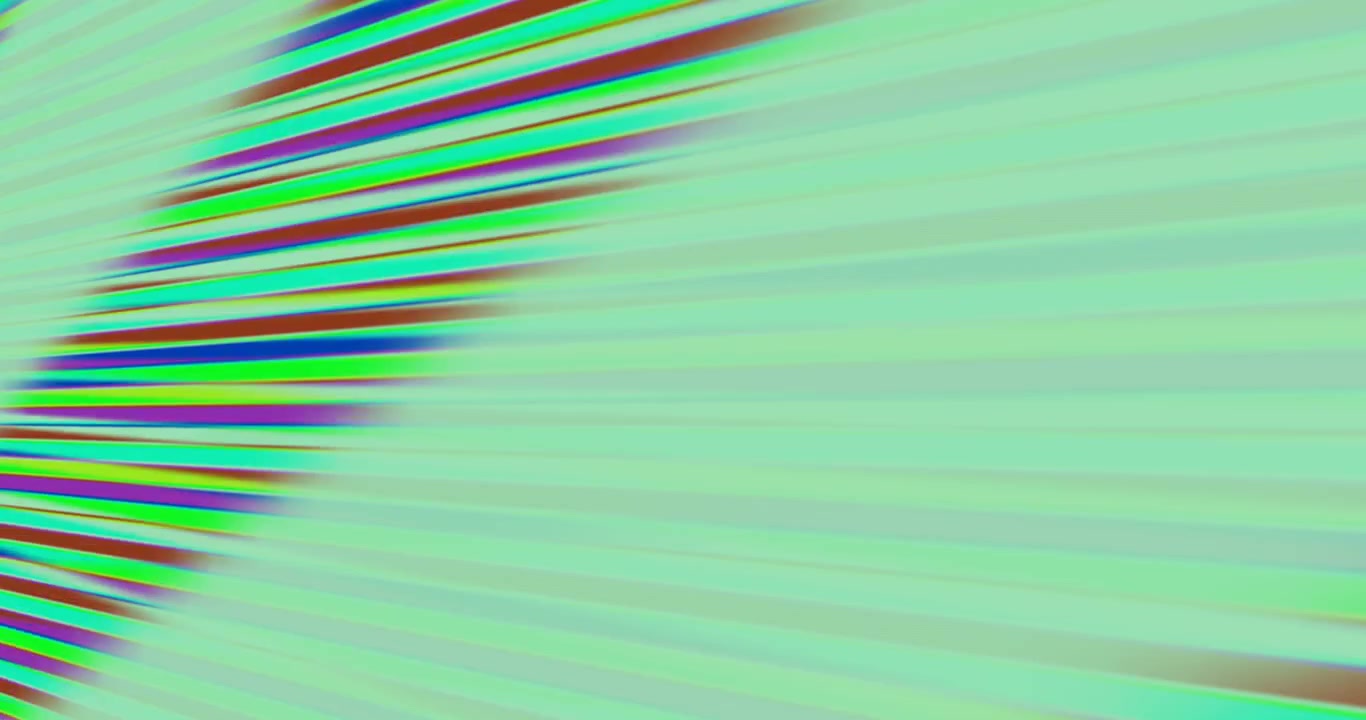 Al reproducir, rayas de color anguladas barriendo un fondo transparente, creando un efecto de lavado y regresando para la transición
