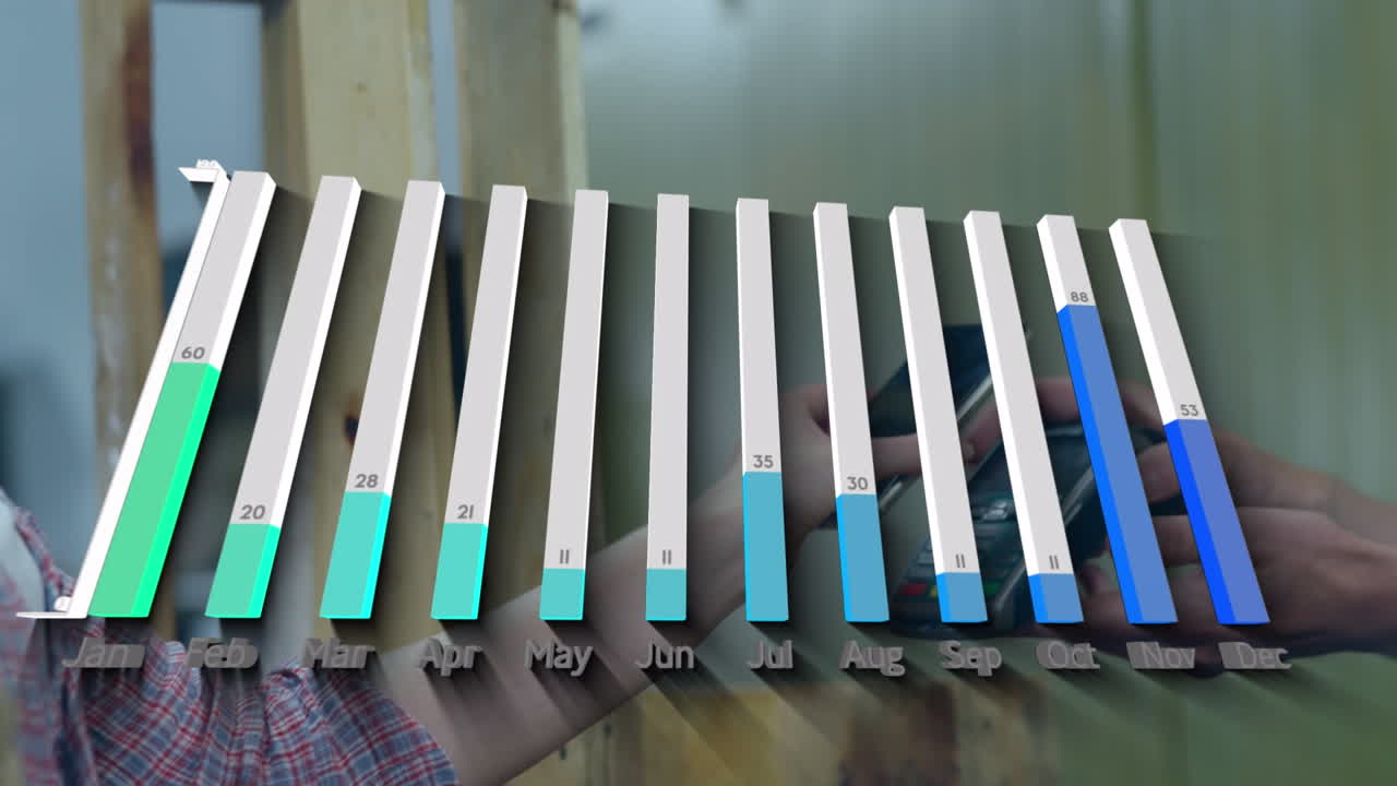 animación de gráficos sobre las manos de personas caucásicas que utilizan terminales de pago