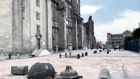 damaged stonework at mexico city metropolitan cathedral