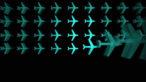 Blue-airplanes-appearing-in-a-grid-