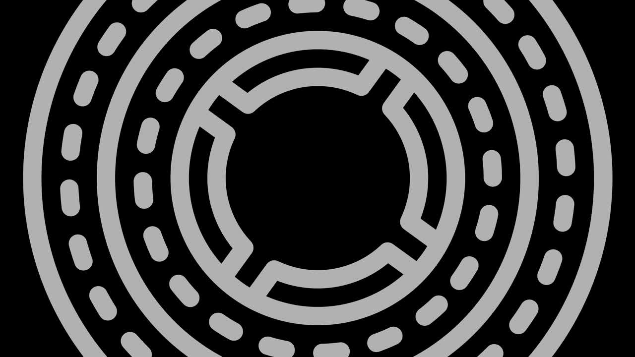 Graphic drawing in black and white with stroboscopic and hypnotic effect, while it rotates clockwise and increases in size.