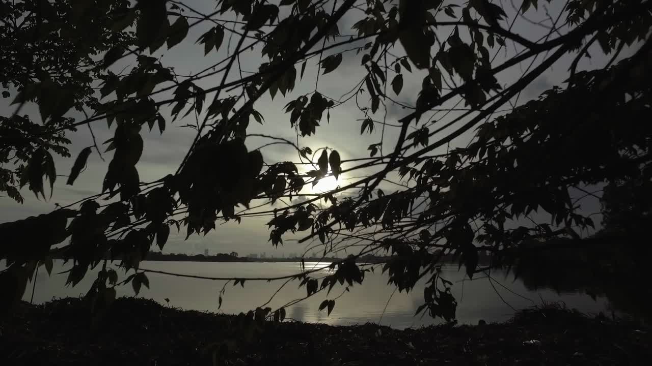 아침과 저녁 전에 호수