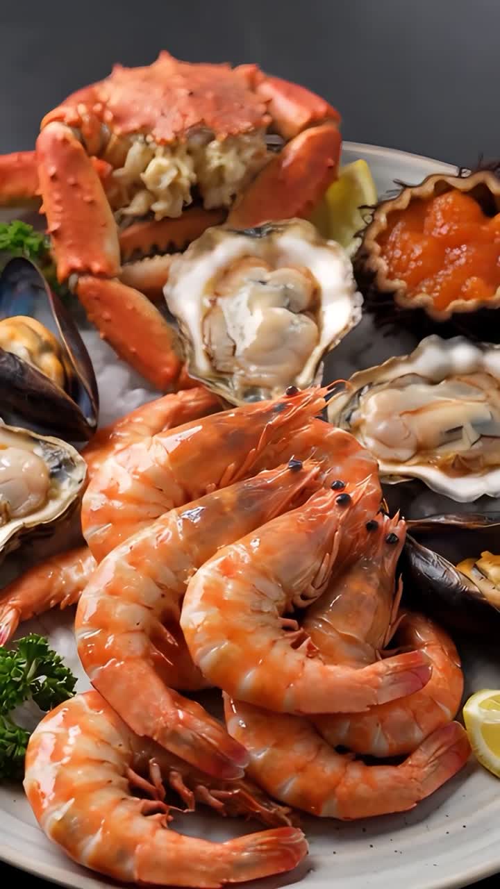 Delicious Seafood on Blurred Background