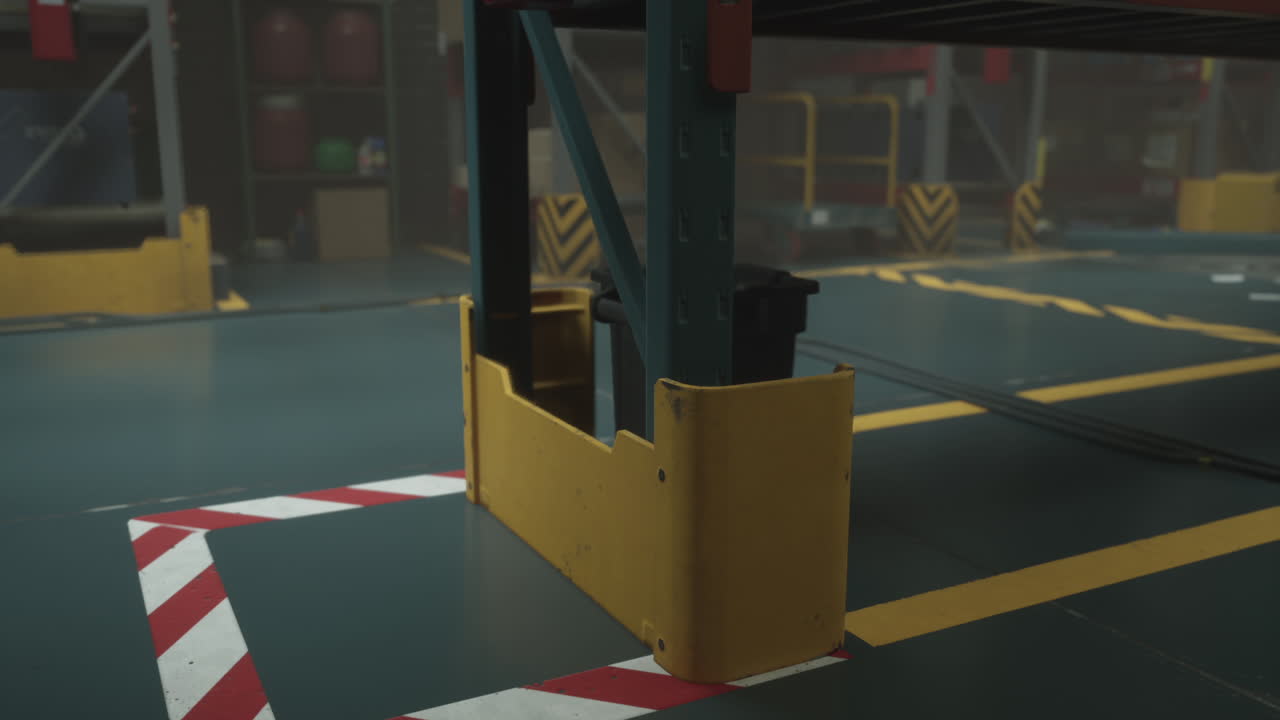 noche en un almacén vacío con cajas almacenadas