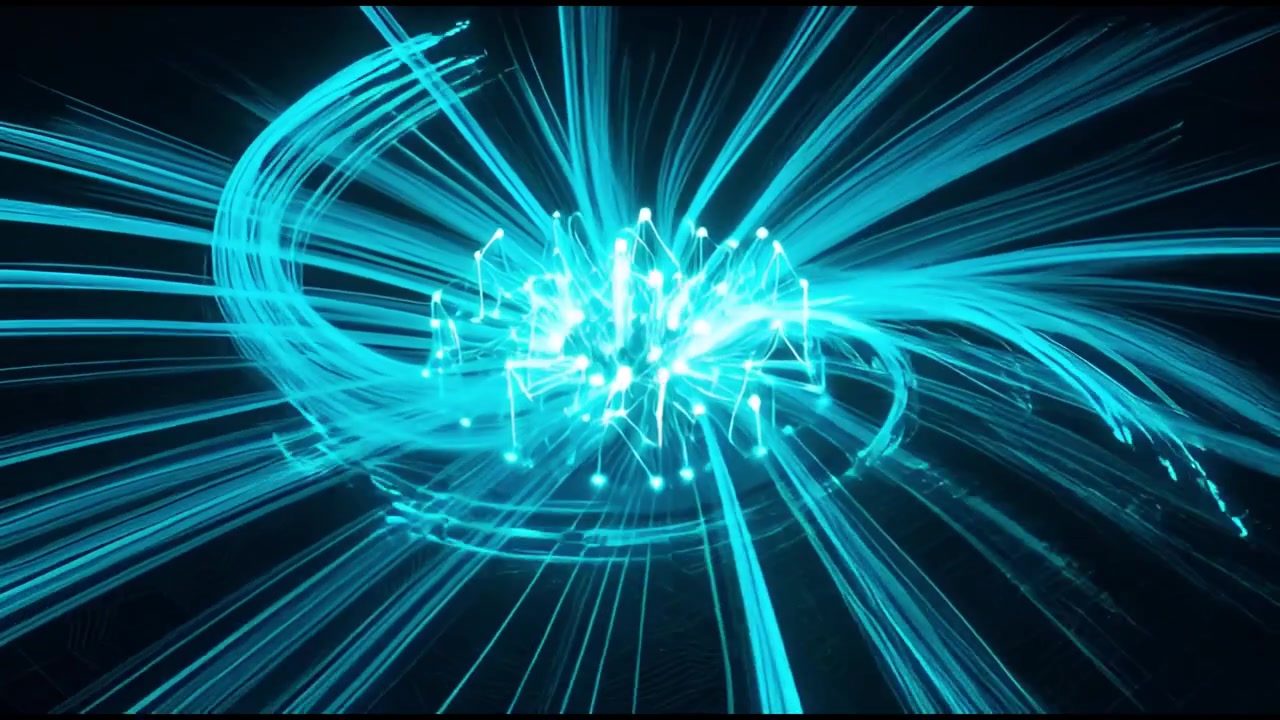 Abstract Digital Network Connection with Glowing Blue Light Trails
