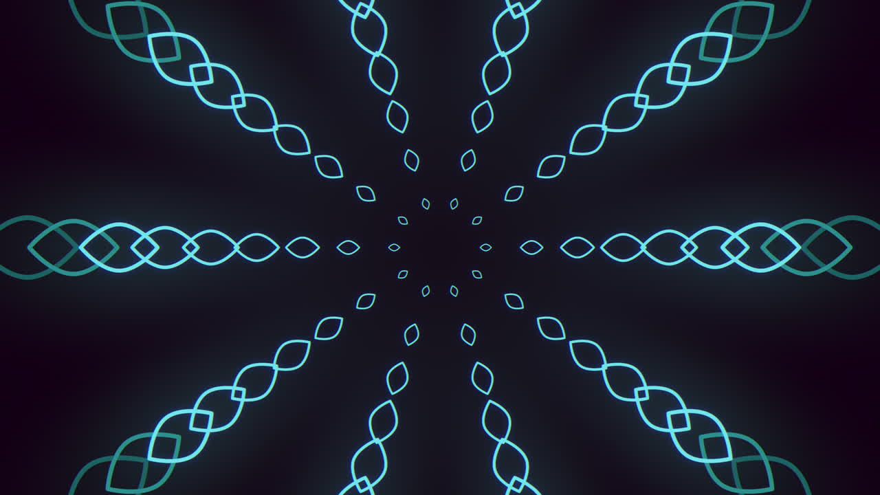 Mesmerizing blue line pattern intertwined glowing circles in space