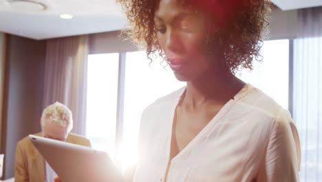 businesswoman using digital tablet