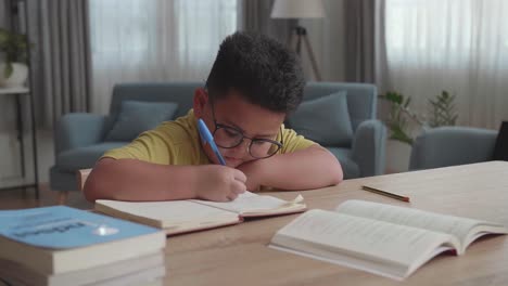 child studying at home