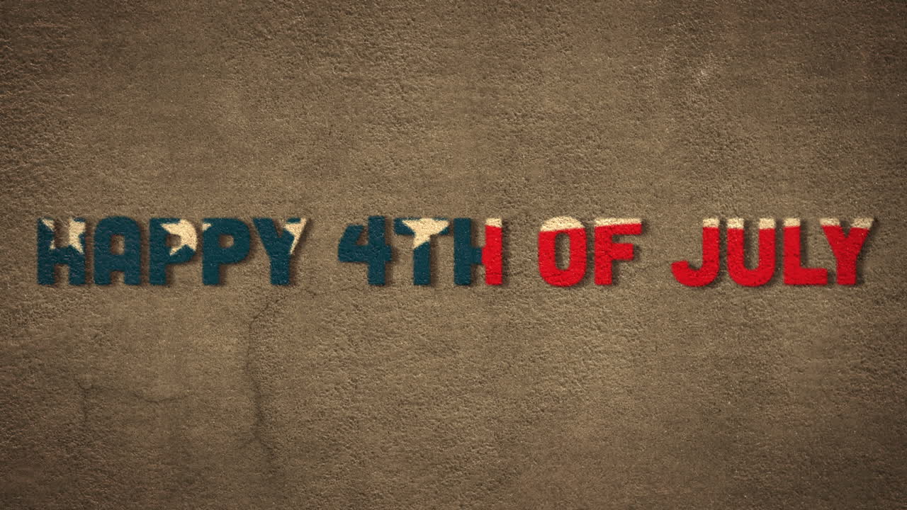 Animation of a text Happy 4th of July made of U.S. flag waving on grey background