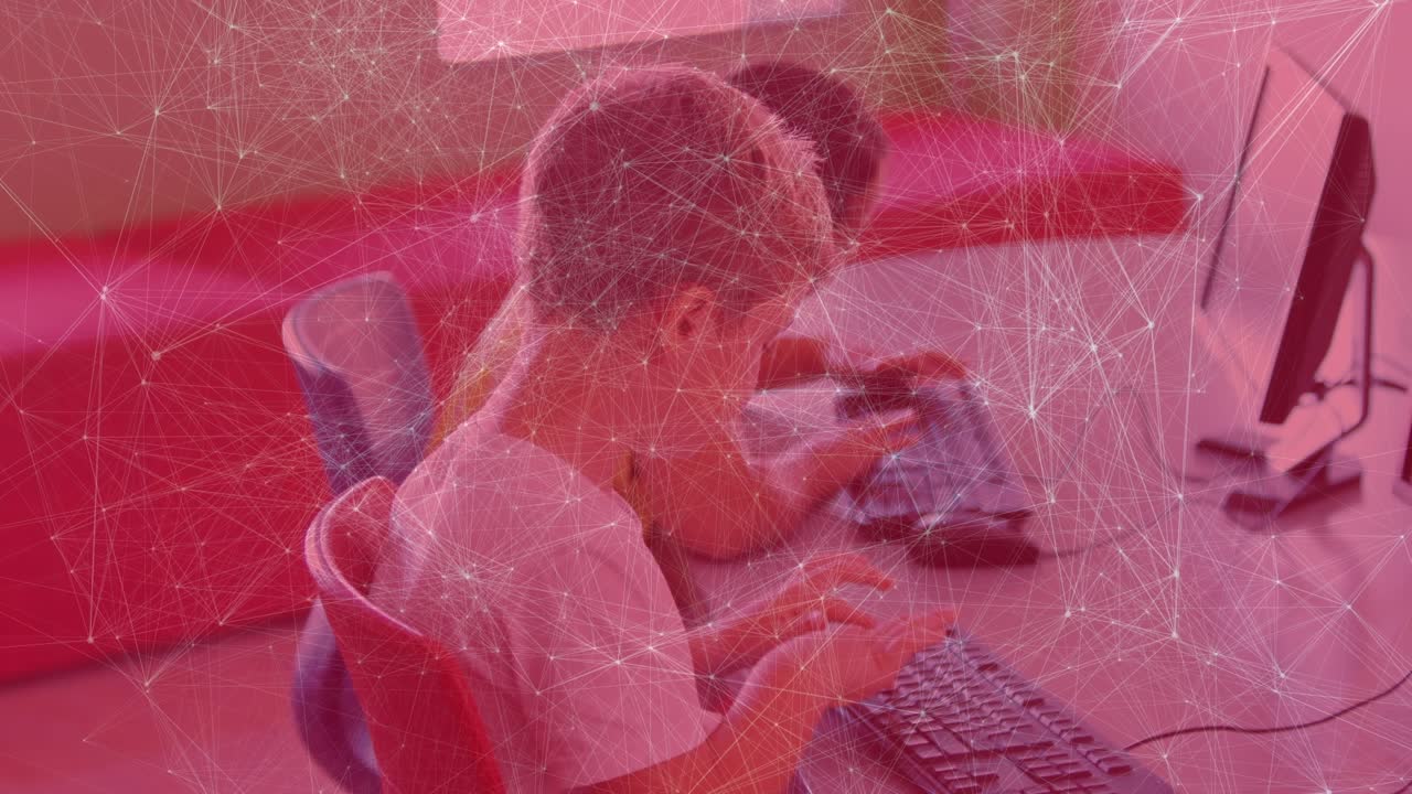 Animation of network of connections over diverse schoolchildren using computers