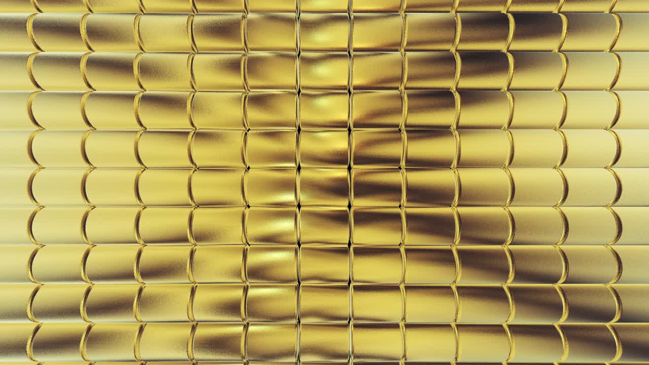 gold foil tiles texture seamless loop background 3D rendering
