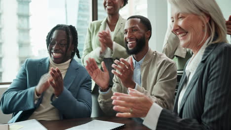 business team celebrating success in the office