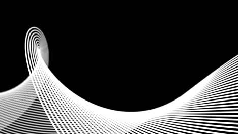 movimiento abstracto en bucle líneas onduladas blancas textura en fondo negro. tecnología cibernética fondo paisaje digital