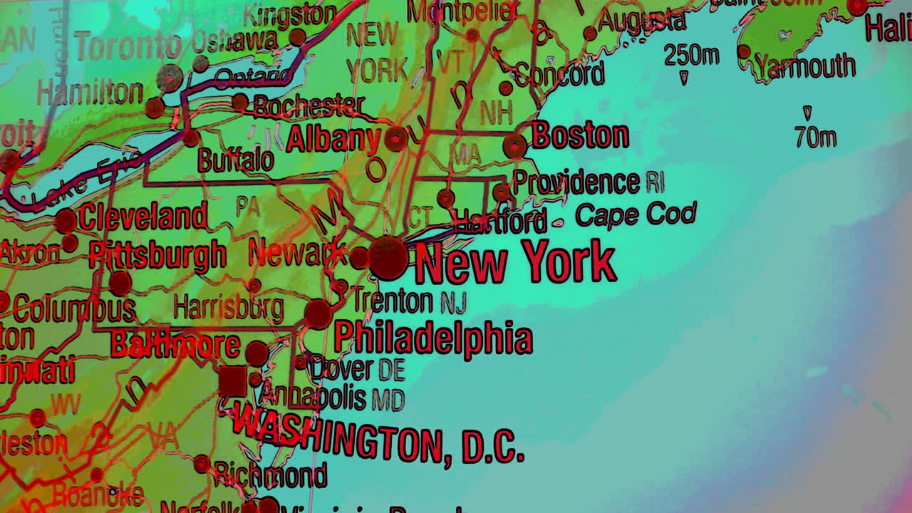 Map of Northeastern United States and Eastern Canada