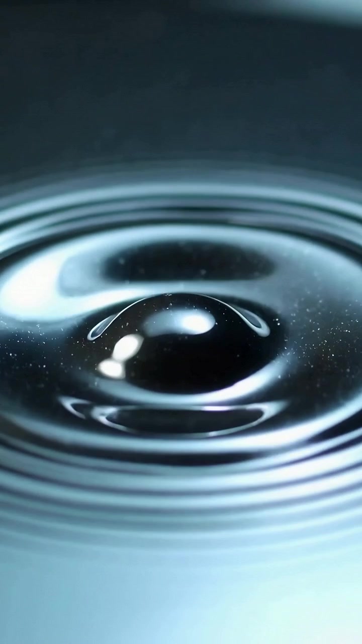 Video verticale: Goccia che impatta formando una cupola sulla superficie liquida, inviando anelli e schegge per rinculo.