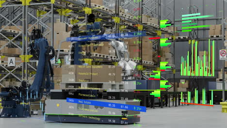 animación del procesamiento de datos financieros en el almacén