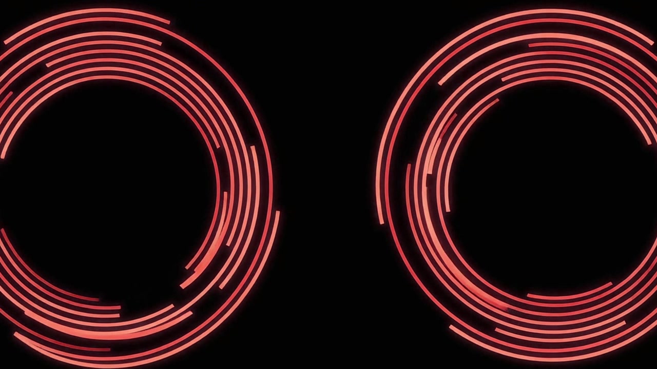 Abstract Animation of Rotating Red Concentric Circles on Black Background