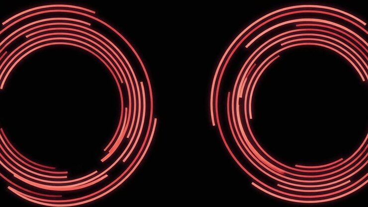 Abstract Animation of Rotating Red Concentric Circles on Black Background