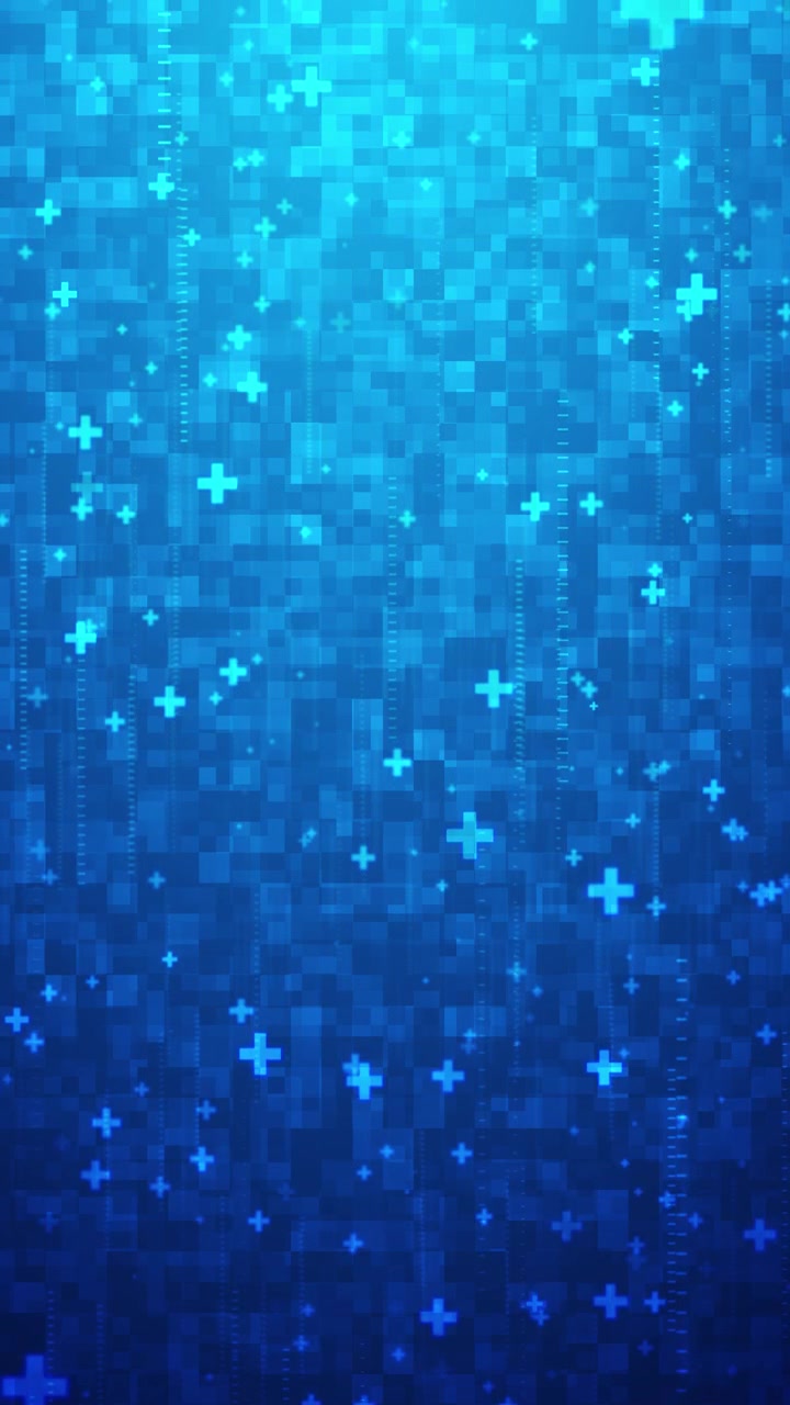 Blue medical digital pattern background glowing plus data lines square blocks healthcare technology