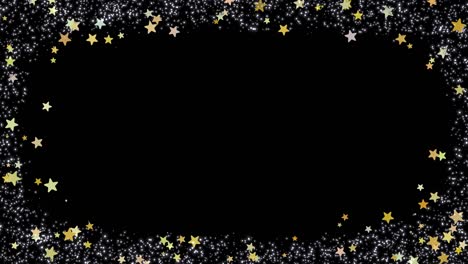 buen año nuevo marco plantilla con animados círculos desenfocados puntos y estrellas de colores, se puede usar vertical o horizontal, alfa