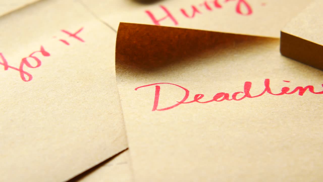 손으로 쓴 과제와 함께 붙여진 메모