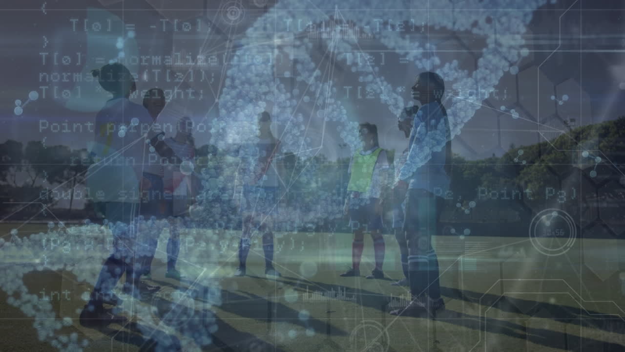 Animation of connections over diverse female soccer players training