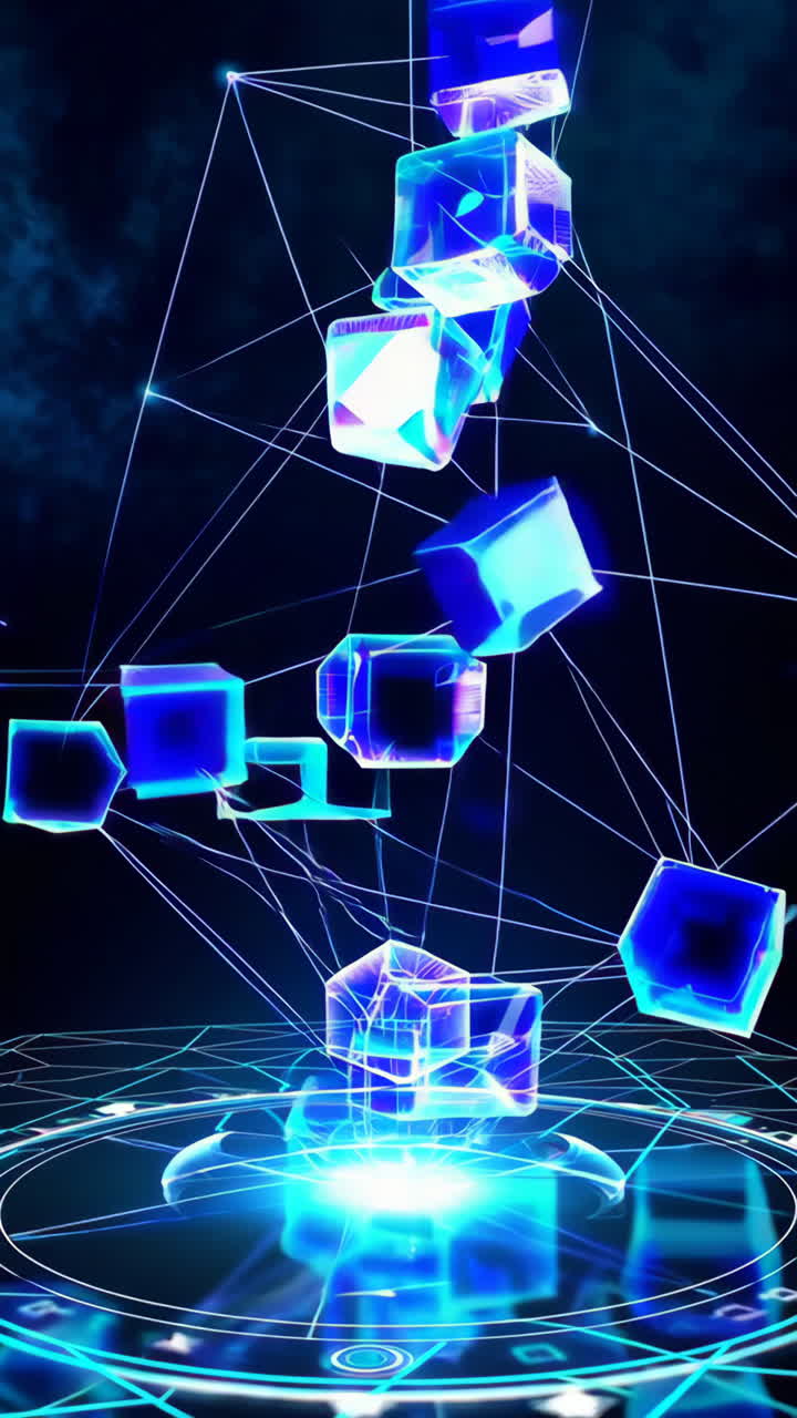 Abstract 3D Rendering of Glowing Cubes