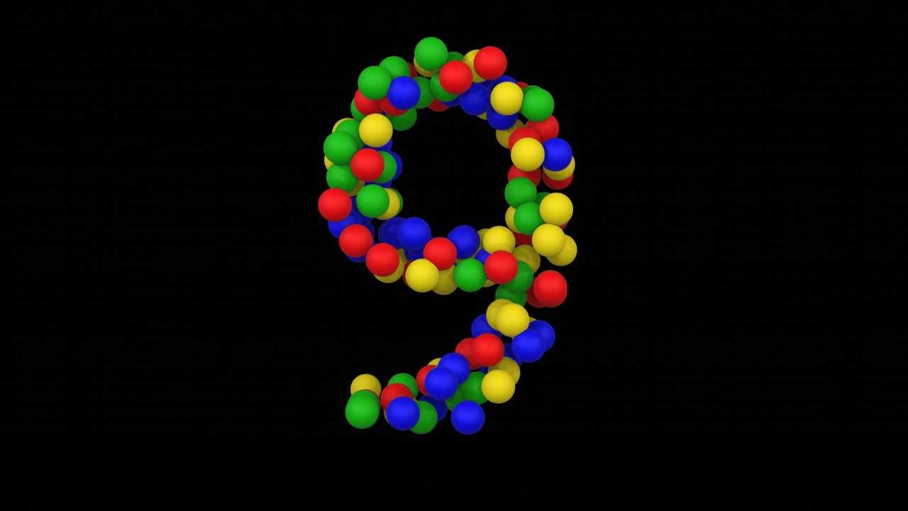 animación de pelota de juguete con la fuente número 9