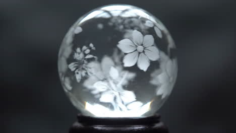 crystal sphere with engraved floral design