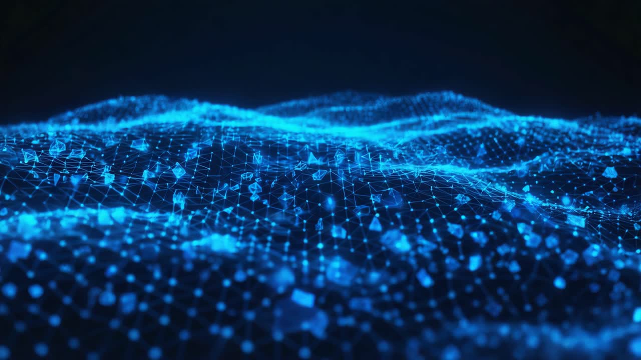 Abstract Digital Network Wave with Glowing Connections