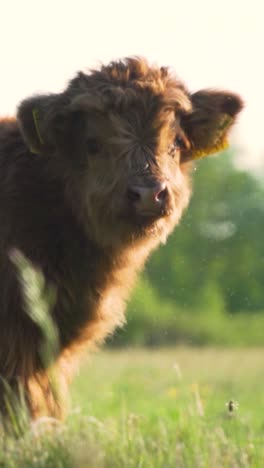 highland calf in a field