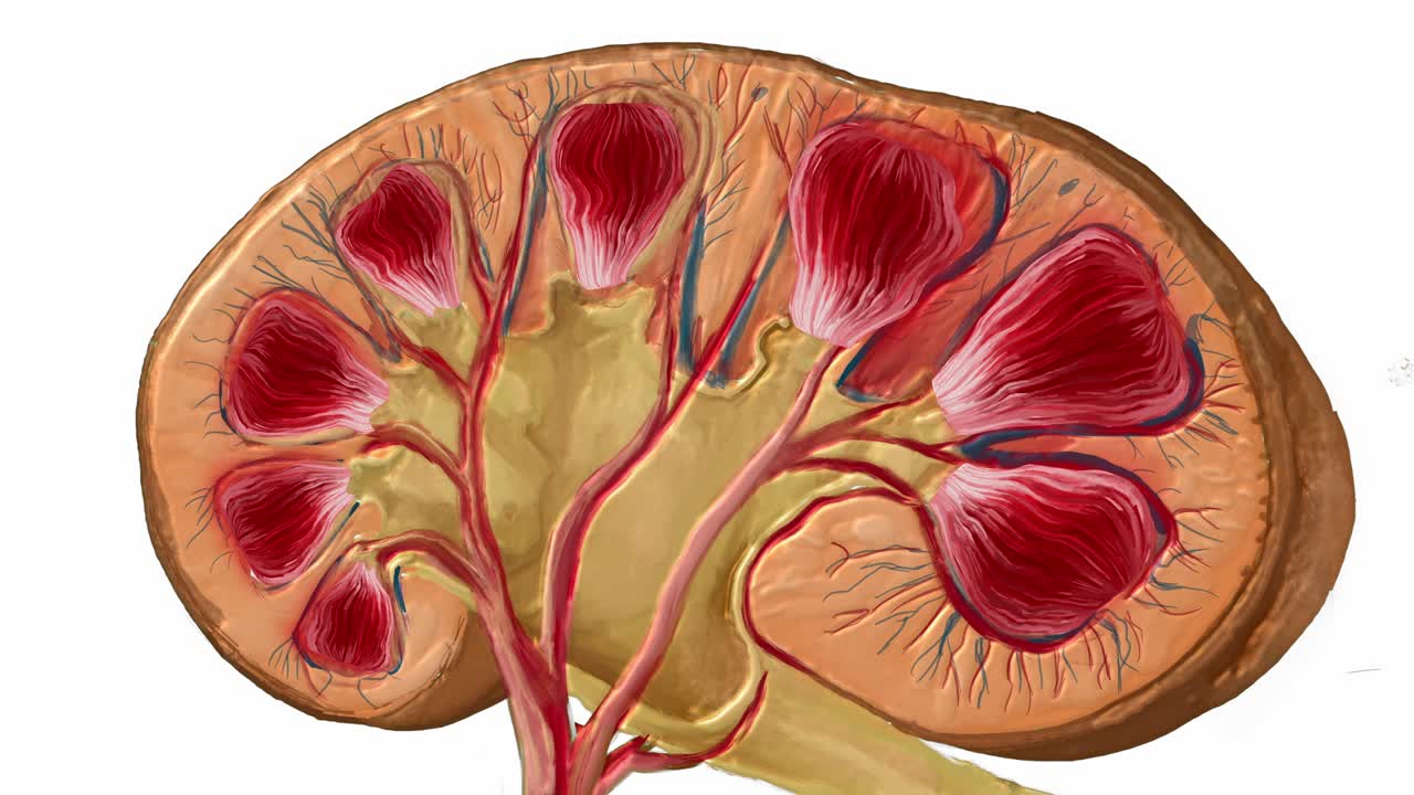 lapso de tiempo de un dibujo digital, pintura de un riñón, pantalla verde, pantalla blanca y negra,4k