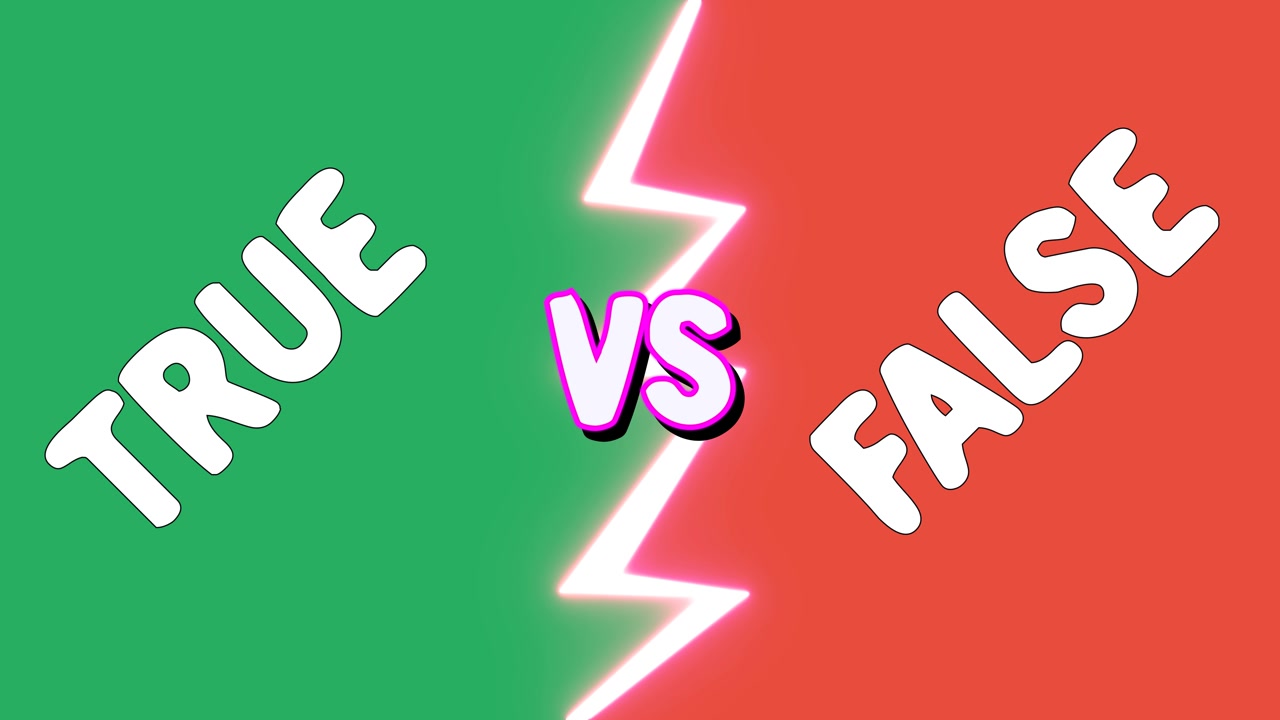 Schermata di battaglia Versus che divide metà verdi e rosse con un fulmine rosa luminoso e un badge VS. Il testo vero e falso si anima in diagonale per temi di quiz, curiosità e decisioni. Stile di duello giocoso