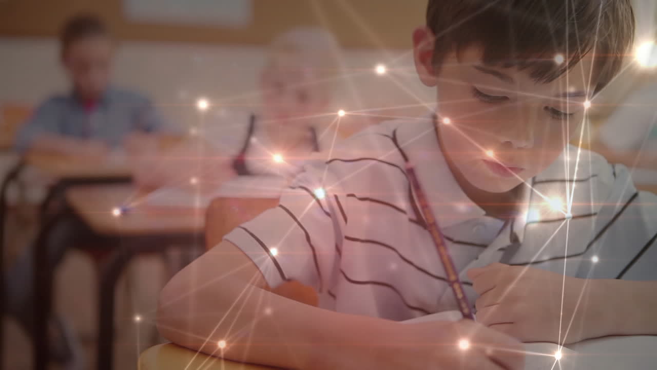 학교생의 글쓰기를 통한 연결 네트워크의 애니메이션