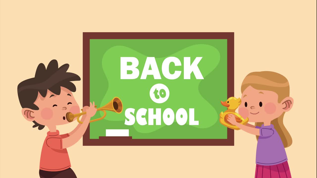 back to school lettering with kids couple