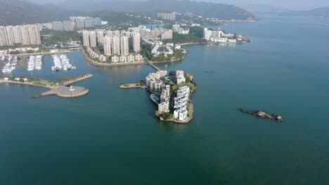 vista aérea de la isla de la perla de la costa dorada de hong kong