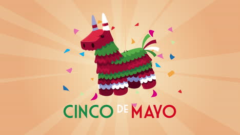 cinco de mayo lettering celebration with pinata