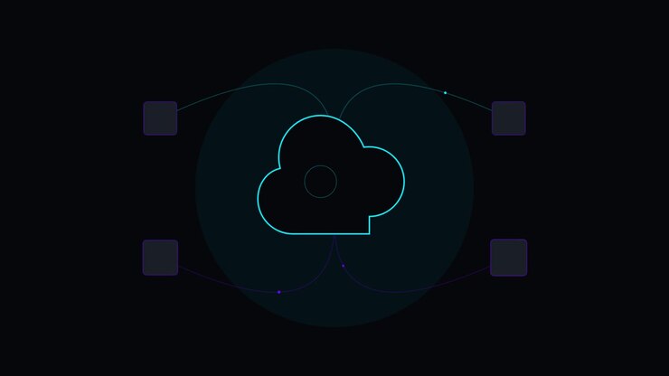 Abstract Digital Cloud Computing Network Animation