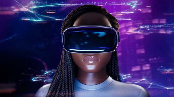 Femme immergée dans la réalité virtuelle et le Métavers