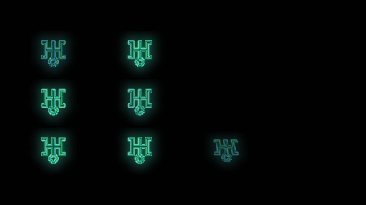 Japan symbols pattern with green neon