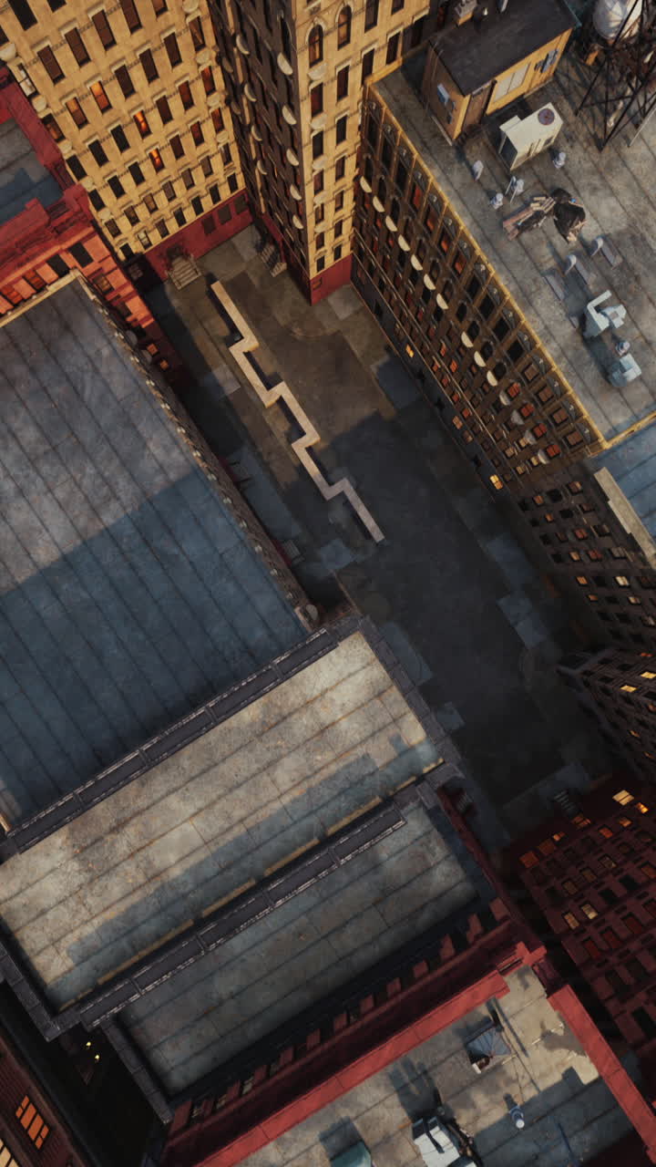 Aerial View of a City at Sunset