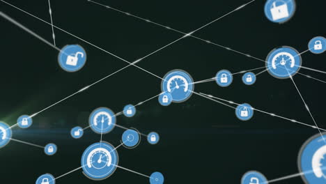 animación de la red de conexiones con iconos digitales