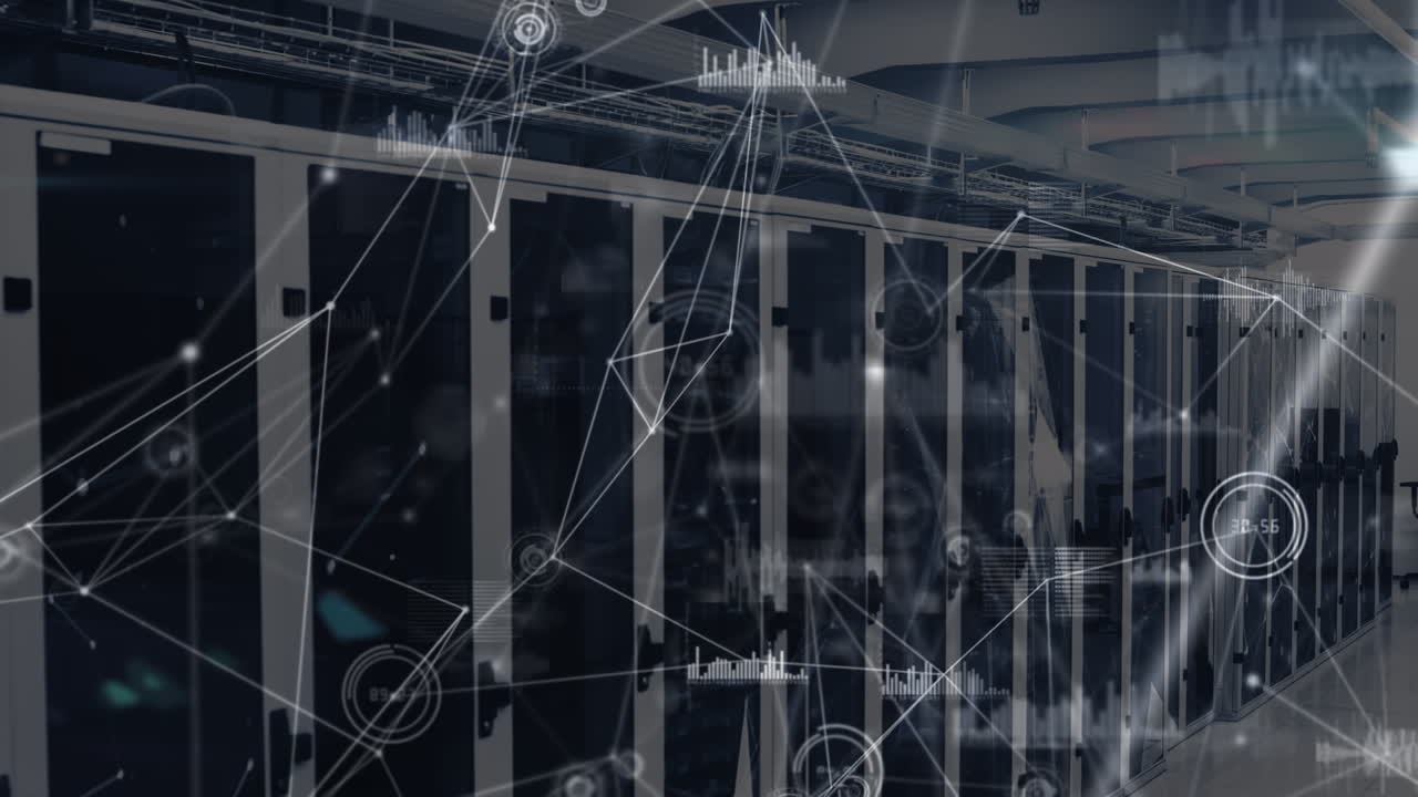 Animation of network of connections over server room