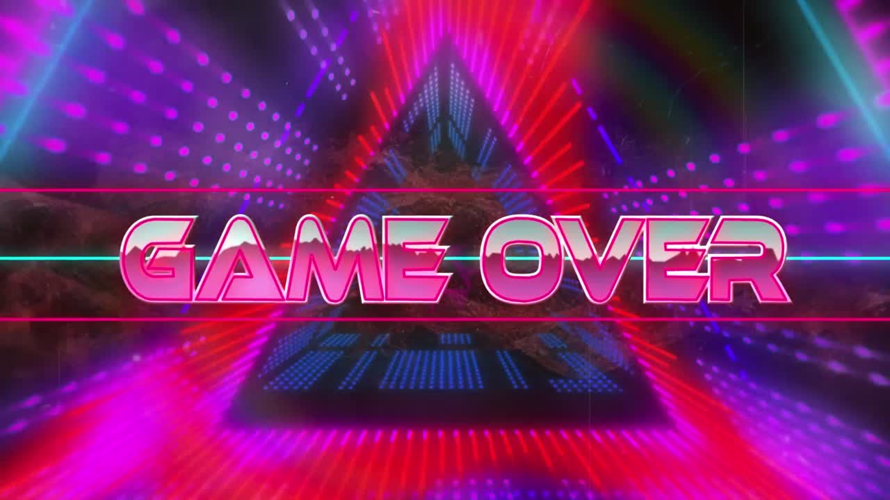Animazione di Game Over nello spazio astratto digitale