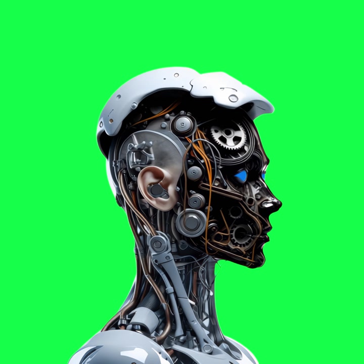 İç Mekanik Dişlileri Ortaya Çıkarmak İçin Sökülen İnsansı Robot Kafası