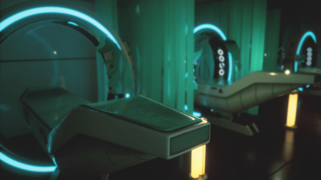 Capsule mediche futuristiche progettate per l'esplorazione su Marte in laboratori isolati